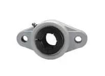 Front view of 25mm Accu-Loc 2-Bolt Flange Thermoplastic Housing White Sealed Ball Bearing Concentric Collar Relubrication Contact Seal Slinger 212F