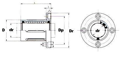 25mm FLanged Round Linear Motion Bushing LBF25UU