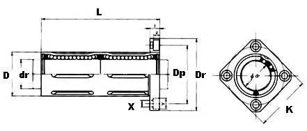 25mm Long Square Flanged Bushing Linear Motion LBK25LUU