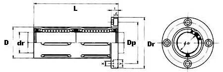 25mm Round Flanged Long Bushing Linear Motion LBF25LUU