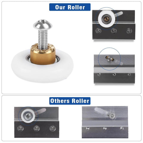 Comparison of 25mm Shower Door Rollers Replacement Set with 304 stainless steel runners and other roller types