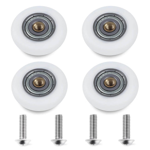25mm Shower Door Rollers Replacement Set with 304 stainless steel runners, 4-piece set with screws for glass shower doors
