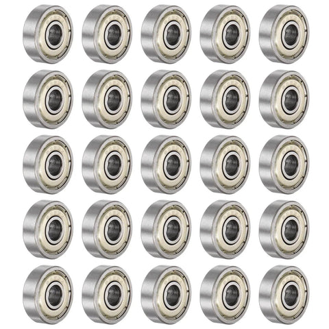 25pcs 625ZZ Deep Groove Ball Bearings 5mm Bore 16mm OD 5mm Thick Carbon Steel Double Shielded ABEC3 Z1 Bearing for Motors