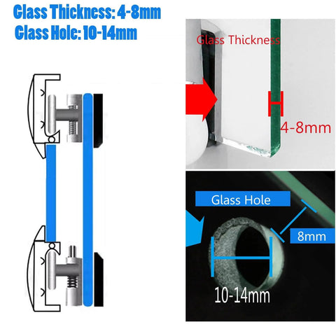 Diagram showing 26mm Shower Door Rollers 4PCS Sliding Replacement Wheels with specifications for glass thickness and hole size.