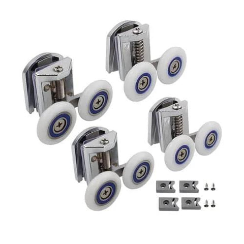 26mm Shower Door Rollers 4PCS Sliding Replacement Wheels Set with Double Twin Top and Bottom Runners in nylon and stainless steel