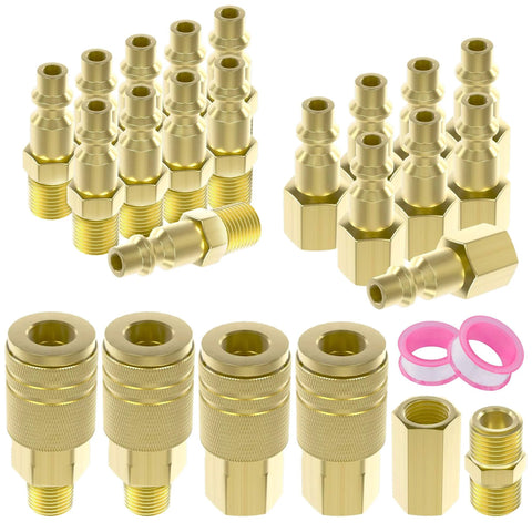 26 Piece Air Coupler And Plug Kit With One Quarter Inch NPT Quick Connect Fittings for Air Hose and Compressor Accessories