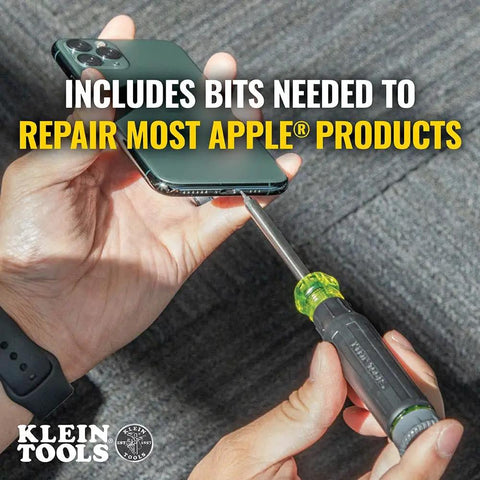 All-In-One 27-In-1 Precision Screwdriver Set for Apple device repairs used on smartphone by Klein Tools