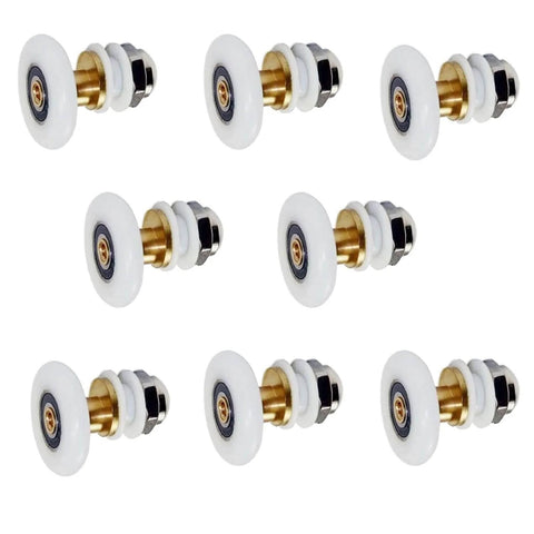 27mm Shower Door Rollers Replacement Set 8PCS for Bathroom Glass Sliding Doors with Copper Stainless Steel and Nylon Construction