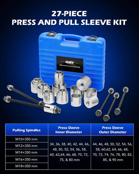 27pc Bushing Press Kit with sleeves and spindles for LCV HGV vehicle engines, blue case included