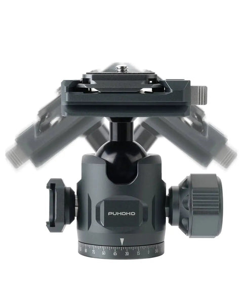 28mm Metal Panorama Ball Head For Tripod With Arca Type Quick Release Plate, 360 Degree Rotation, Cold Shoe Mount Front View