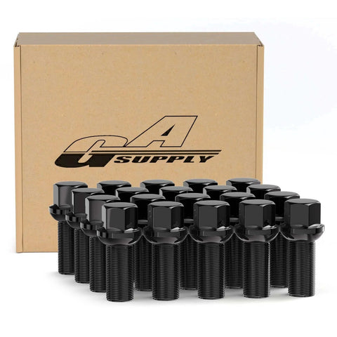 28mm Shank 14x1.5 Lug Bolts R13 Ball Seat Compatible with Audi TT A3 A4 S4 A5 S5 A6 S6 A7 A8 B5 B6 B7 B8 Volkswagen Jetta Golf GTI Passat CC Beetle, box of 20 black studs