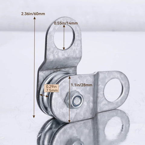 Front view of 28mm Cable Pulley Wheel with Ball Bearing, Smooth No Noise, Small Snatch Block for 0.23 Inch/6mm Wire Rope, 4Pack