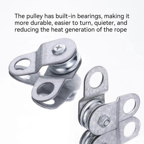 Front and side view of 28mm Cable Pulley Wheel with Ball Bearing, Smooth No Noise, Small Snatch Block for 0.23 Inch/6mm Wire Rope, 4Pack