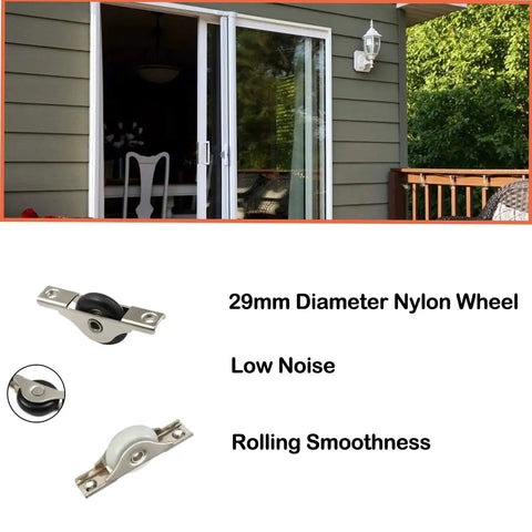 Two Pack 29 Mm Screen Door Rollers With Nylon Wheels Stainless Steel Shell And Electroplating Finish Durable Garage Sliding Screen Door Hardware Replacement Rolling Wheels For Garage Use