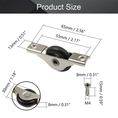 Diagram of Two Pack 29 Mm Screen Door Rollers With Nylon Wheels Stainless Steel Shell And Electroplating Finish Durable Garage Hardware