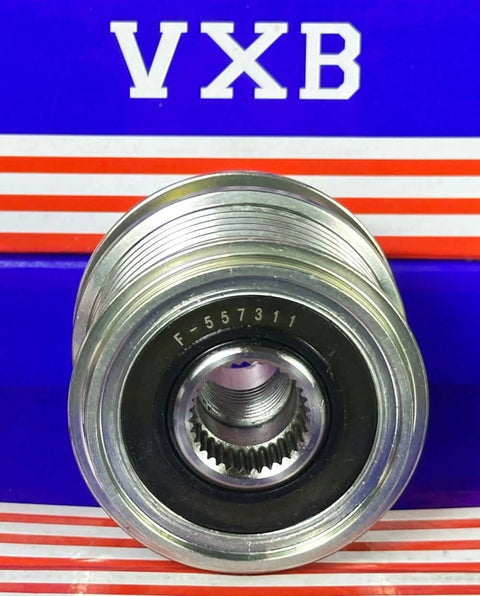 F-557311 alternator freewheel pulley, VXB Bearings, Mercedes-Benz compatible, chrome finish
