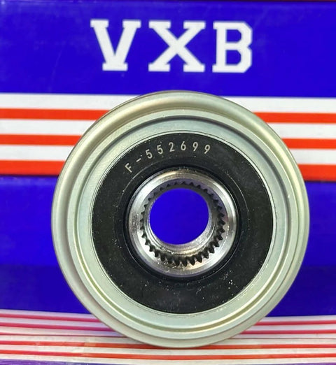 F-552699 alternator freewheel pulley, 5-groove, 55.8 mm, metal with splined bore, VXB Bearings