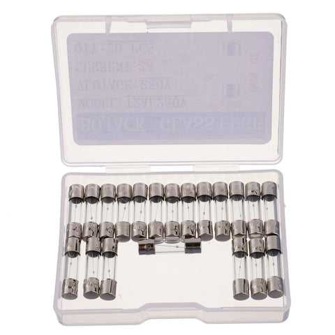 2A 250V Slow Blow Glass Fuses T2AL250V 5x20mm Time Delay Pack Of 20 in open case for electronics repair and DIY projects