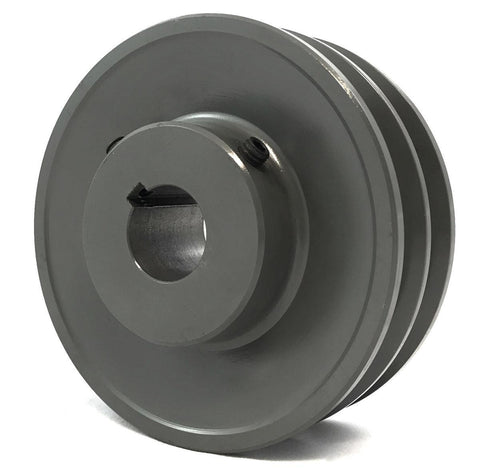 2BK45-1" Cast Iron Solid Sheave Pulley for Dual V-Belt size 5L, B OD : 4.5" ID: 1" Double Grooves Pulley 2BK451 - VXB Ball Bearings