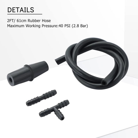 Pro Grade Vacuum And Fuel Pump Tester Gauge Kit For Car Carburetor Diagnostics And Engine Tuning, Fuel Pressure And Vacuum Gauge Tool To Check Delivery Pressure, Detect Leaks And Leaky Manifolds, Blue rubber hose with adapters, 2FT length.