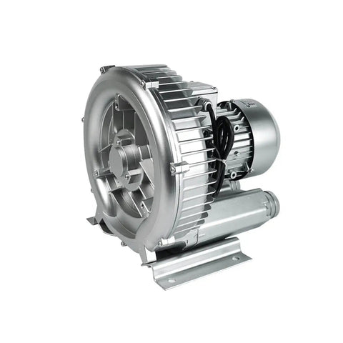 Side view of 2HP Regenerative Blower 110 To 120 Volts High Pressure Industrial Vacuum Pump 1.75 Kilowatts 150 CFM For Air Blowing Sewage Aeration Aquarium Fish Pond Applications Replacement Part 2LG5107AA21