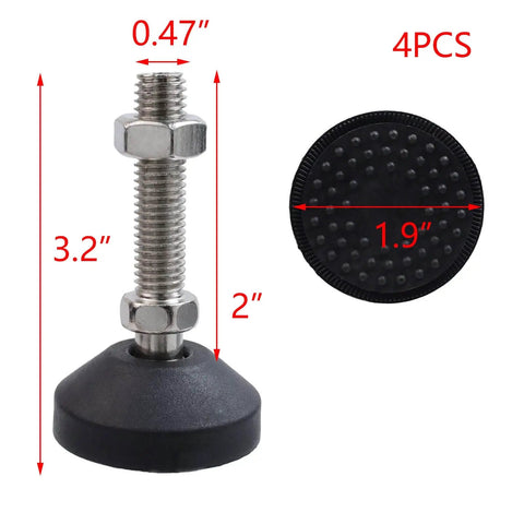 Heavy Duty Furniture Glide Swivel Leveling Mounts 2 Inch Adjustable Feet Pack of 4 with Reinforced Nylon Base and Rubber Cushion