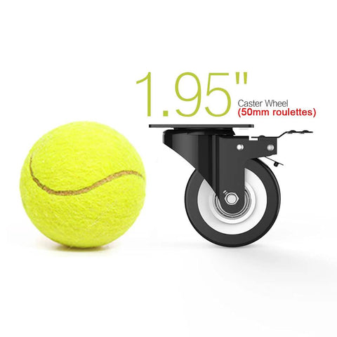 2 Inch Heavy Duty Swivel Caster Wheels Set of 4 compared in size to a tennis ball