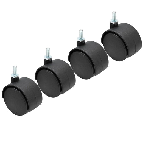 4pcs 2 Inch Swivel Caster Wheels with M6 Threaded Stem Heavy Duty Black Nylon Replacement Casters for Furniture Tables Cabinets Shelves and Stands