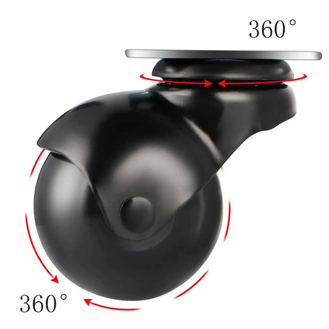 Side view of a single 2 Inch Vintage Ball Caster Wheel With Swivel Plate for Furniture and Cabinets, showing 360-degree rotation capability.