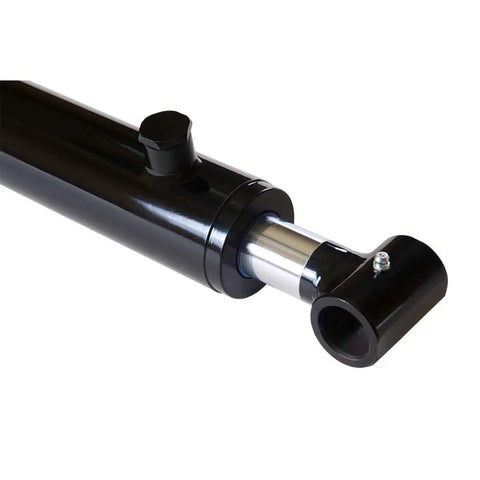 Close-up of Direct From Manufacturer 2 Inch Bore 24 Inch Stroke Welded Heavy Duty Hydraulic Cylinder With Cross Tube Ends Double Acting Piston