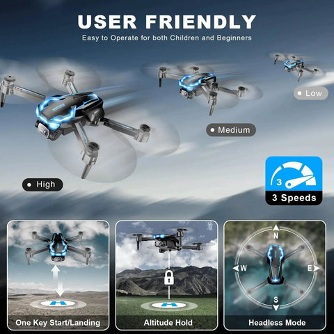 2K HD FPV Drone With Adjustable Angle Camera Real Time Wi Fi FPV Transmission Altitude Hold One Key Takeoff Landing