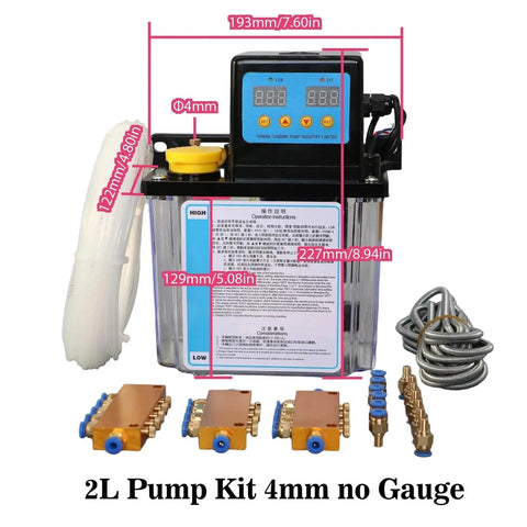 Automatic CNC Lubrication Pump System Kit for CNC Machines 2L Capacity AC110V AC220V with 4mm no gauge and plug-and-play installation