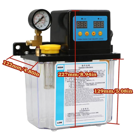 2L CNC Oil Lubrication Pump System with dual display, electromagnetic automatic lubrication, fits 4mm/6mm lines, AC110V/AC220V