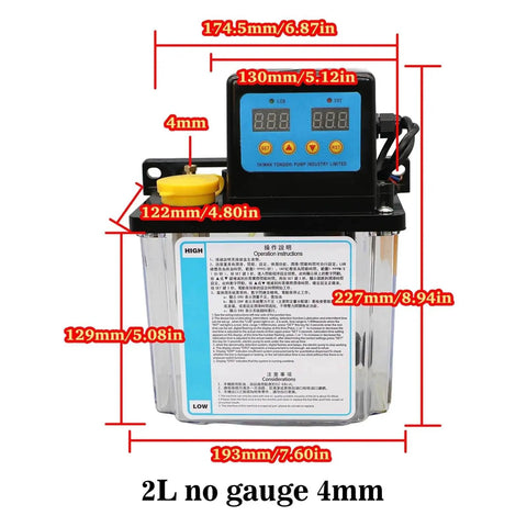 Automatic CNC Oil Lubrication Pump System For Machine Tools And Routers, 2L Capacity, Electric Lubrication Pump With 4mm Lines
