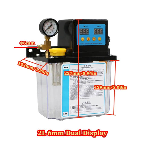 2L CNC Oil Lubrication Pump System With Electromagnetic Automatic Lubrication Dual Display Pro Grade Heavy Duty, AC 110/220V