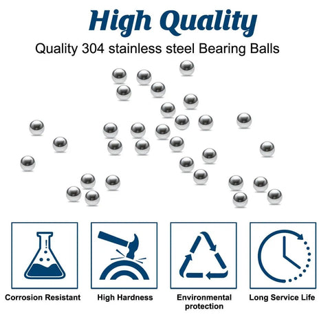 2mm Stainless Steel Precision Balls Set, 1500 Pcs of 304 Grade Bearing Balls for Models, Bearings, and Crafts displayed with features