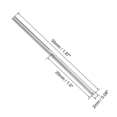 2mm Chucking Reamer Tungsten Carbide Lathe Tool With H7 Precision, 2 mm dia, 50 mm OAL, 4 straight flutes, round shank