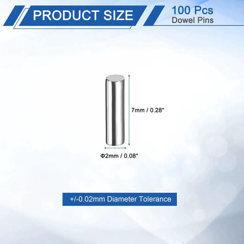 Heavy Duty 100 Pack 2mm By 7mm Dowel Pins Steel Cylindrical Shelf Pins dimensions and tolerance