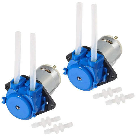 2PCS 12V DC Dosing Pump Peristaltic Dosing Head Low Flow Peristaltic Pump Liquid Small with Connector for Aquarium Lab Analytic Blue