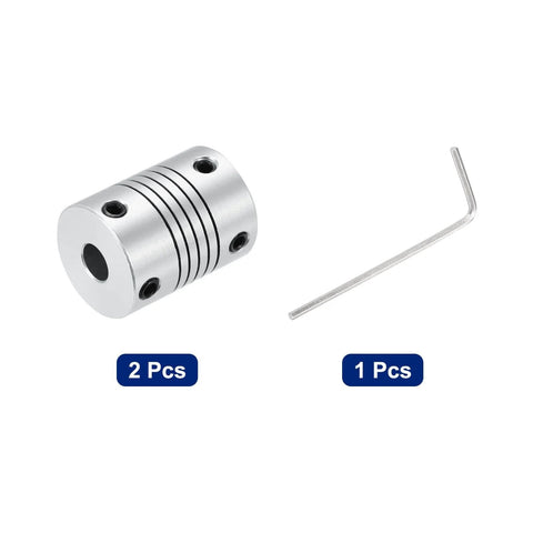 2Pcs 4mm to 4mm Aluminum Alloy Shaft Coupling L25xD19 Flexible Coupler Beam for 3D Printer CNC Machine DIY Encoders and Motors Shaft,Silver