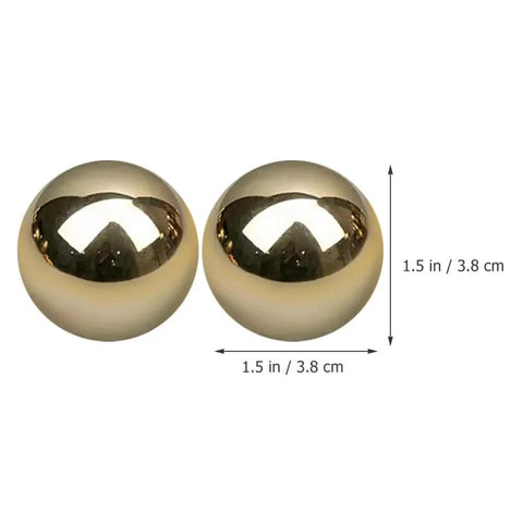 2Pcs Brass Exercise Ball 1.5 Inch Golden Solid Copper Metal Baoding Balls for Hand Therapy Stress Relief, side view
