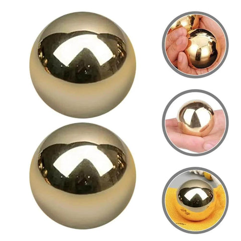 2Pcs Brass Exercise Ball 1.5 Inch Golden Solid Copper Metal Baoding Balls for Hand Therapy Stress Relief, Chinese Kung Fu Massage Acupressure Tool