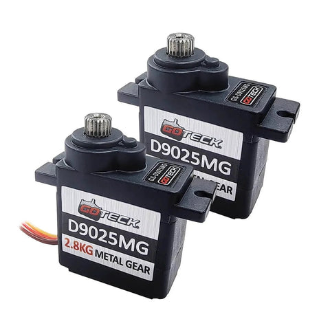 Two GOTECK D9025MG 9g mini servos with full metal gear and metal horn for RC car model boat fixed-wing helicopter airplane robot toy