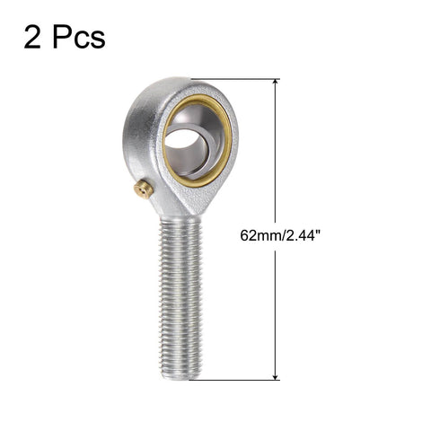 2pcs POSB6 Male Rod End Bearing with 3/8 Inch Bore and 3/8-24 Right Hand Thread, Self Lubricating Heim Joint