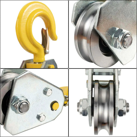2Ton Pulley Hook Heavy Duty Pulley Lifting Block Hoist with Hook for 5/8" Wire Rope Snatch Block 1Pack close-up view