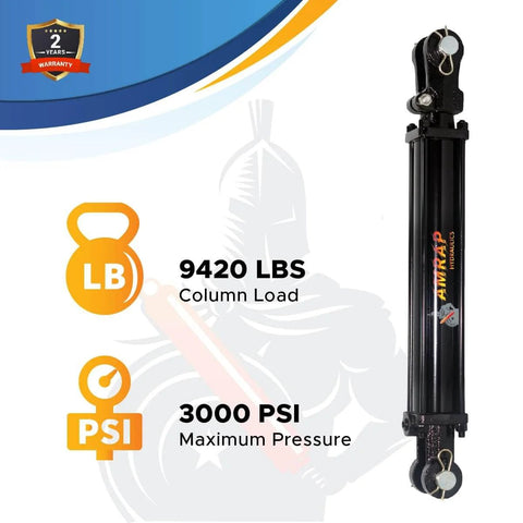 Image of ✝️ 2x10 Hydraulic Cylinder - 2 Bore 10 Stroke Double Acting Tie Rod, SAE#8 Port, 3000 PSI, showing column load capacity of 9420 lbs.