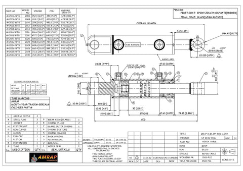Technical drawing of ✝️ 2x14 Hydraulic Cylinder - 2 Inch Bore, 14 Inch Stroke Double Acting Hydraulic Cylinder Welded Tang Universal