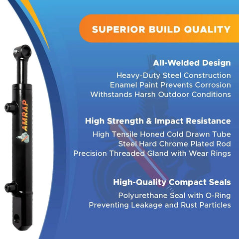✝️ 2x14 Hydraulic Cylinder - 2 Inch Bore, 14 Inch Stroke Double Acting Hydraulic Cylinder Welded Tang Universal Replacement Cylinder - SAE 6 Ports, 3500 PSI