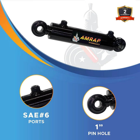 ✝️ 2x20 Hydraulic Cylinder - 2" Bore x 20" Stroke Hydraulic Cylinder Swivel Eye Mount 3000 PSI - (2x20) - SAE#8 shown in black