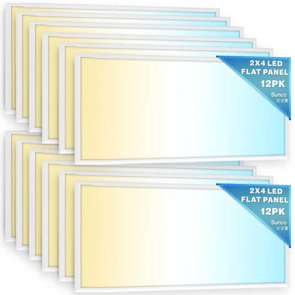 2x4 LED Flat Panel Ceiling Light, Pack Of 12, Dimmable...